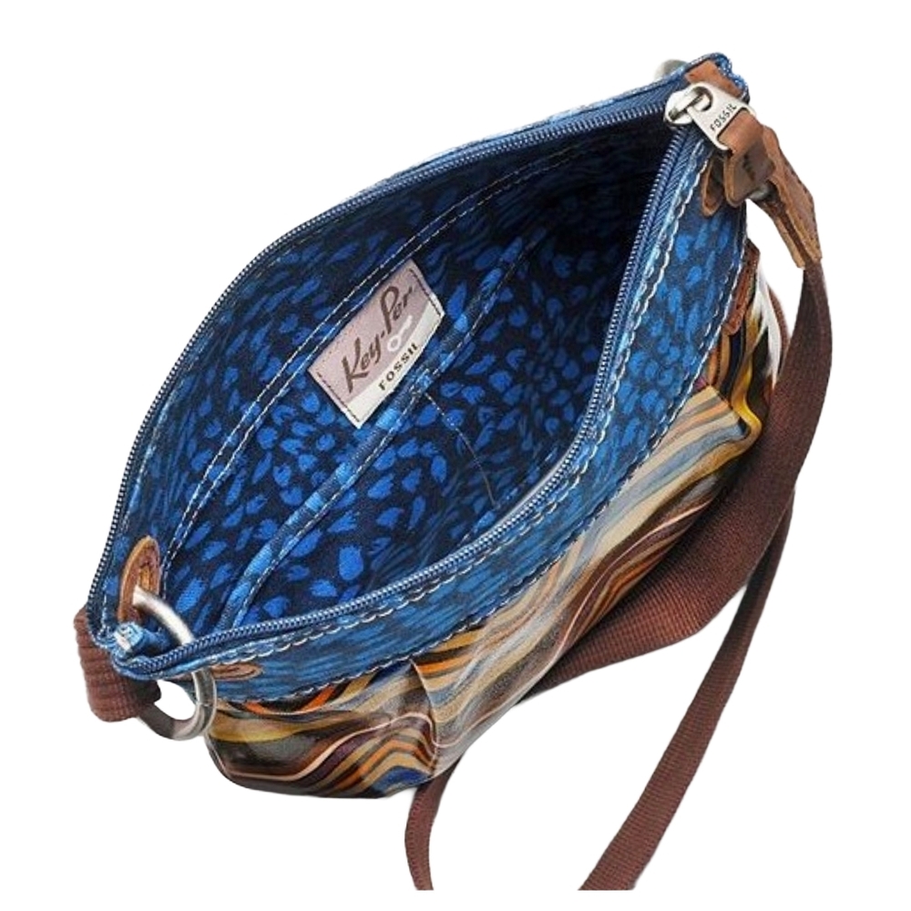 Fossil Multicolor Chevron Crossbody Bag with Blue Top - Picture 3 of 6
